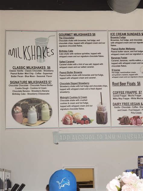 Menu At Gordons Milkshake Bar Indianapolis