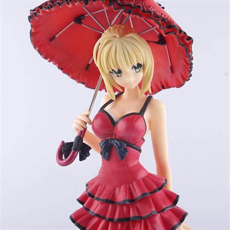 25cm Red Sexy Fate Stay Night Saber Umbrella Action Figures Pvc