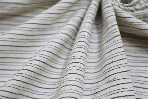 Handloom Organic Cotton Fabric In Black Stripes Vritti Designs