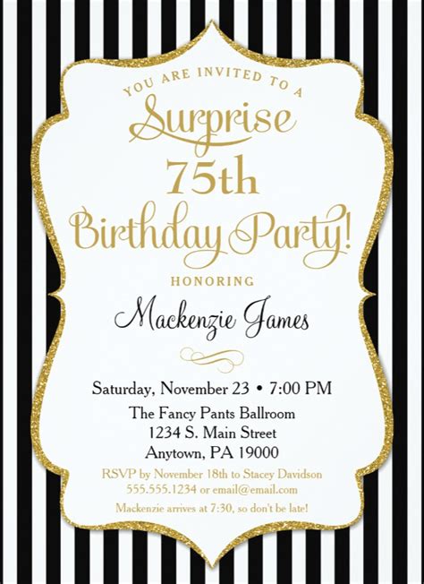 The Best 75th Birthday Invitations And Party Invitation Wording Ideas