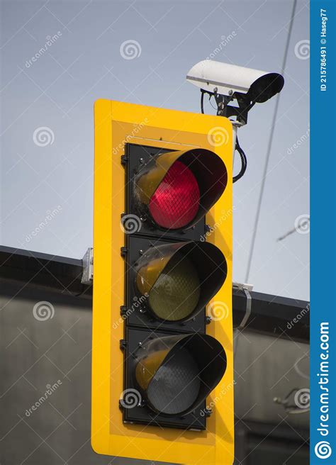 Traffic Lights Attached To The Pole North Vancouver Canada Stock Image