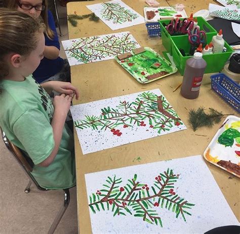 Stamp A Winter Tree Kindergarten Or 1st Grade Art Christmas Art