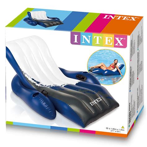 Intex Floating Recliner Inflatable Lounge 71 X 53 Inch Colors May Vary