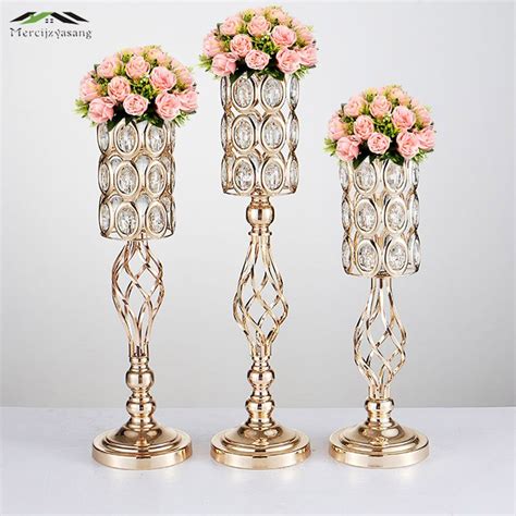 10pcslot Metal Gold Candle Holders Road Lead Table Centerpiece Stand