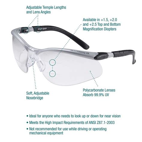 3m bx dual 11457 1 5 bifocal readers clear anti fog protective safety glasses ebay