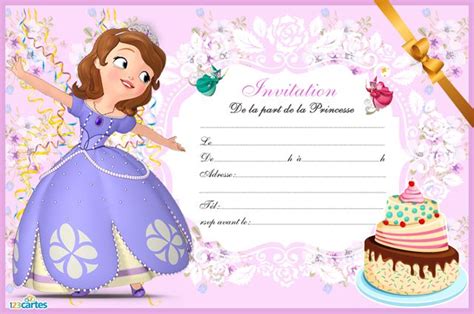 Carte invitation anniversaire enfant gratuite à imprimer. carte invitation princesse sofia | Anniversaire princesse ...