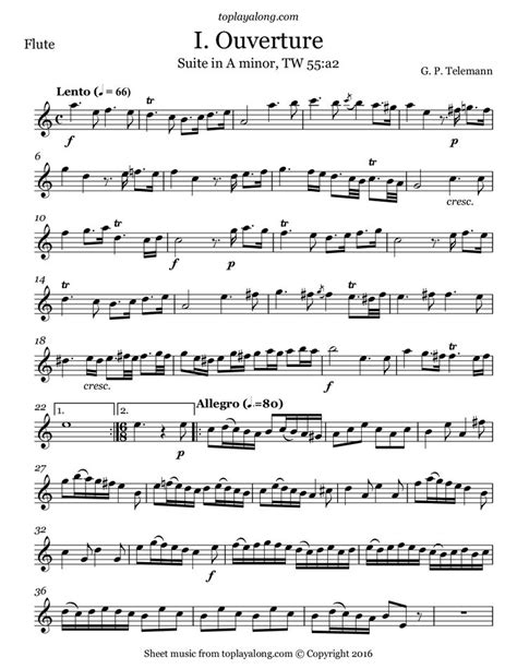 Ouverture From Suite In A Minor By Telemann Free Sheet Music For Flute Visit