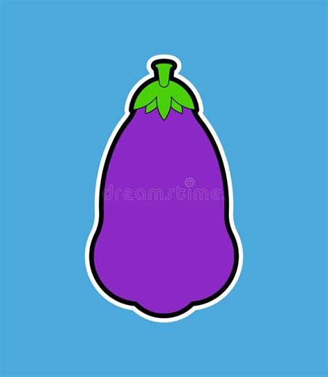 Eggplant Purple Vegetable Isolated Food Vector Illustration Stock