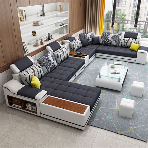 China Luxury Dubai Home Living Room Furniture Pure Leather Slide Sofa