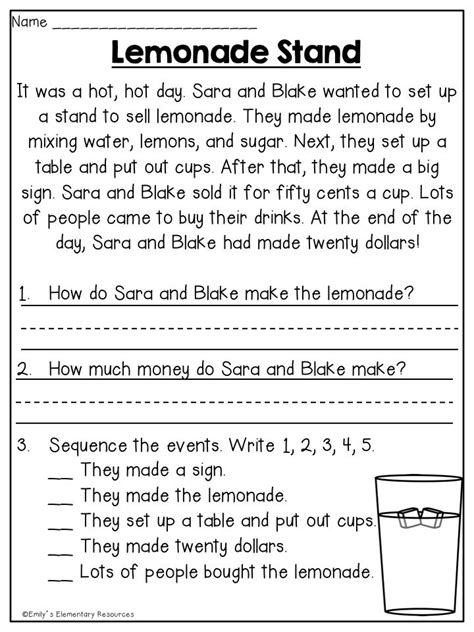Reading Comprehension Worksheets 2nd Grade