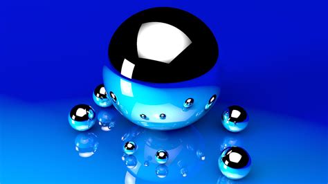 3d Ball Blue Cgi Digital Art Reflection Sphere Abstract Hd Desktop