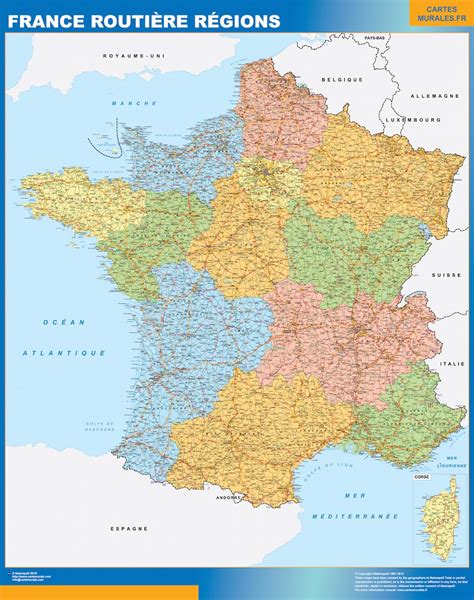 Biggest Map Of France Roads Regional Wall Maps Of The World