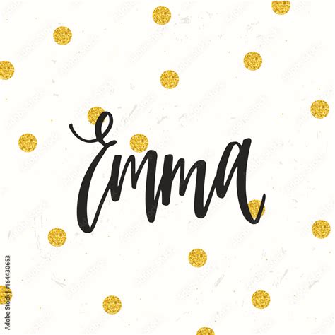 Hand Drawn Calligraphy Personal Name Lettering Emma Stock Vector