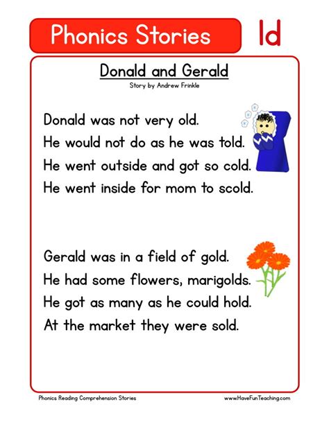 Handwriting worksheets and handwriting based activities. Reading Comprehension Worksheet - Donald and Gerald
