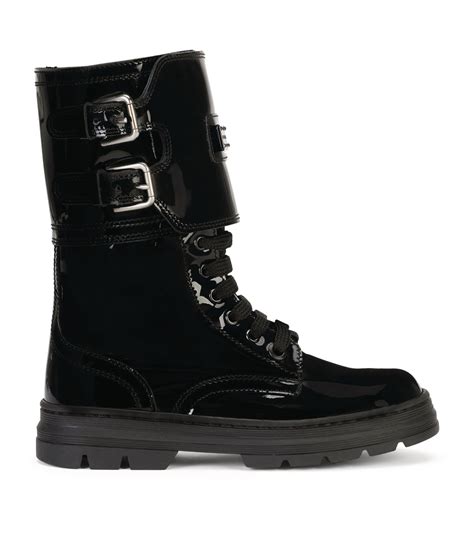Dolce And Gabbana Kids Patent Leather Combat Boots Harrods Us