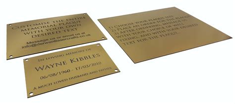 Memorial Plaque Brushed Gold Metallic Effect Acrylic Engrave With