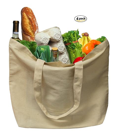 Earthwise Organic Cotton Reusable Grocery Shopping Bags Large Machine