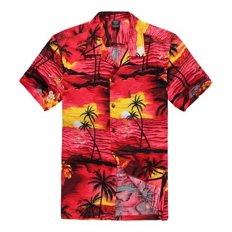 Hawaii Hangover Palm Wave Mens And Big Mens Tropical Sunset Print Hawaiian Shirt Up To Size
