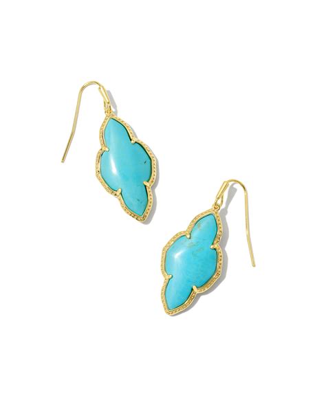 Abbie Gold Drop Earrings In Variegated Turquoise Magnesite Kendra Scott