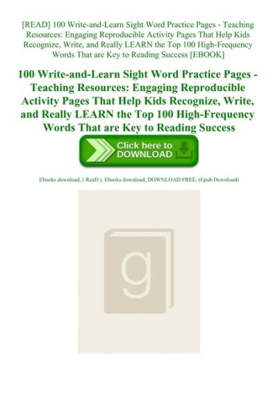 Read 100 Write And Learn Sight Word Practice Pages Teaching