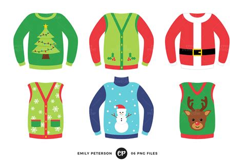 Ugly Christmas Sweaters Clipart By Emily Peterson Studio