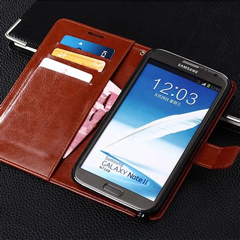 A15 Luxury Vintage Leather Wallet Stand Case For Samsung Galaxy Note 2