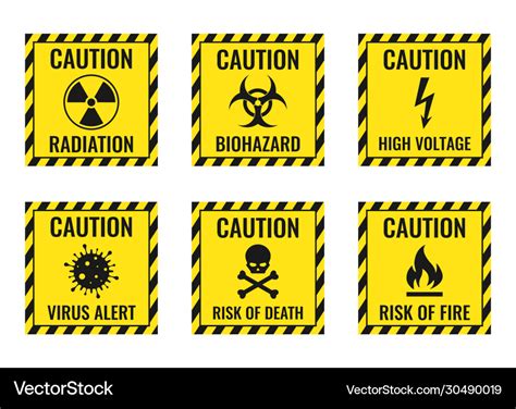 Warning Signs Set Danger Radiation Biohazard Vector Image