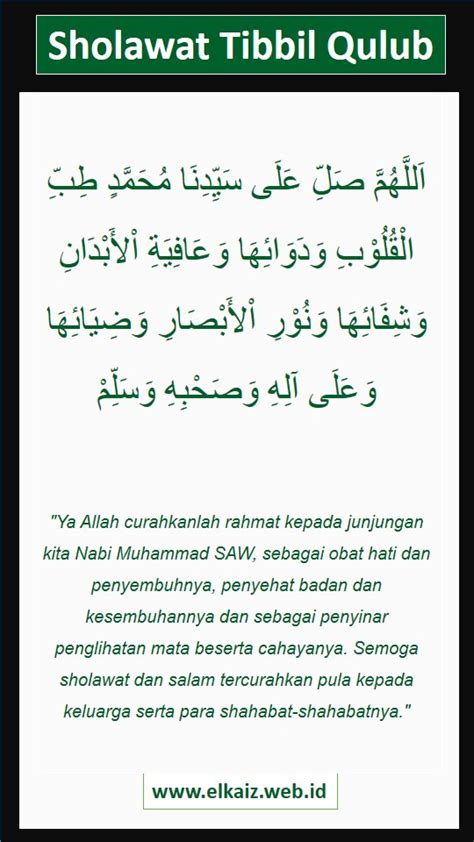 Sholawat syifa atau tibbil qulub bisa diartikan sebagai penawar ataupun obat, karena memang didalam bacaan sholawat ini selain memuji nabi muhammad saw, juga terdapat bacaan untuk meminta kesembuhan atau obat dari sebuah penyakit, baik itu obat hati ataupun untuk obat sakit. Teks Sholawat Tibbil Qulub Dan Artinya - Berbagi Teks Penting