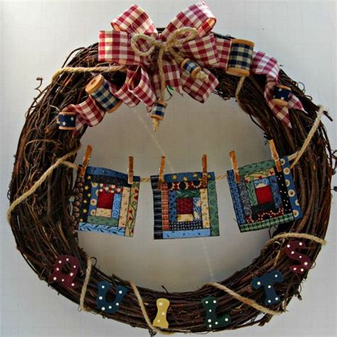 Quilt Grapevine Wreath For Quilt Lovers And Country Etsy Grapevine