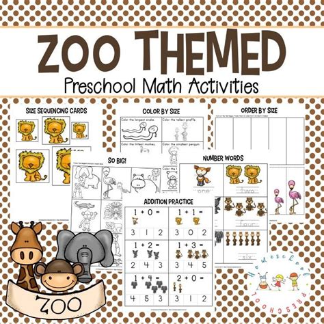 Free Printable Zoo Math Worksheets For Preschoolers Preschool Math