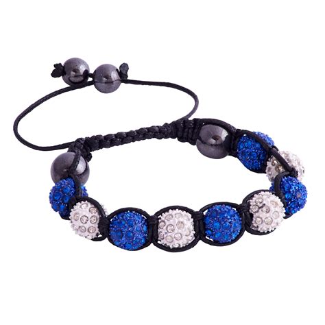 Blue And White Crystals Clay Beads Shamballa Bracelet Ephori London
