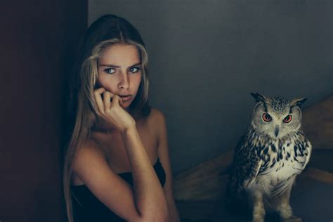 The Girl With The Owl Royal Aesthetic Portrait Owl