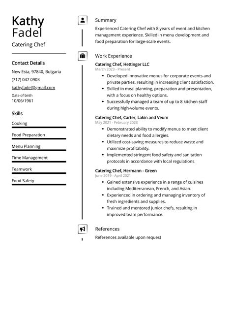 Catering Chef Resume Example Free Guide