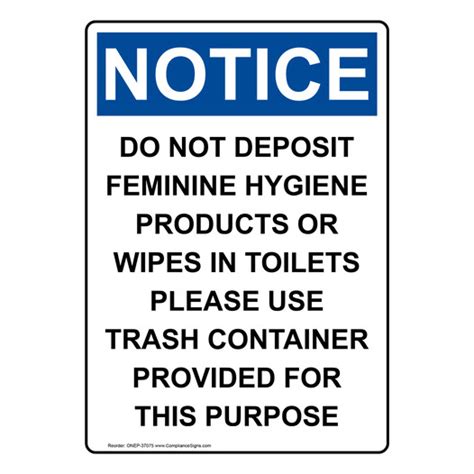 Vertical Feminine Hygiene Disposal Sign Or Label Osha Notice