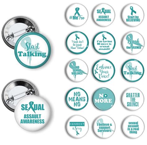 Sexual Assault Awareness Pins 125 Inch Pinback Buttons Sexual Etsy
