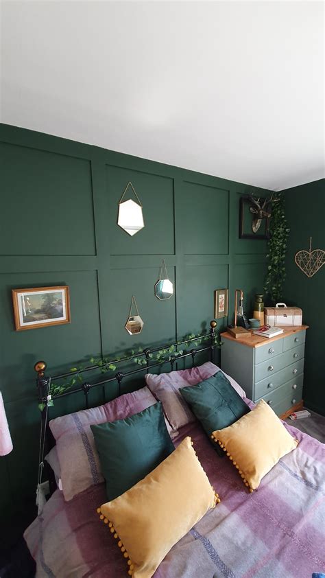 Paneling And Dark Green Bedroom Walls Sage Green Bedroom Green
