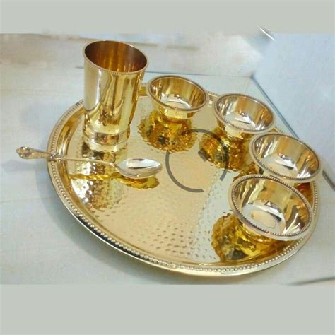 Silver Round Brass Maharaja Thali Set Rs Piece Pan World Exports ID