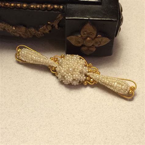 Victorian Seed Pearl Pin Or Brooch In 14k Gold From Lechat On Ruby Lane