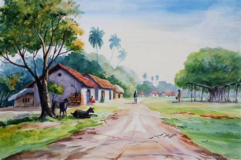 Watercolor Paintings By Balakrishnan Watercolor Landscape Paintings