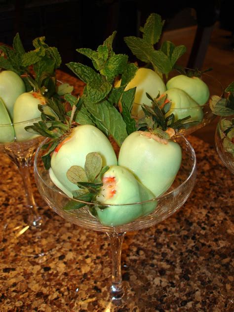 Green Chocolate Covered Strawberries With Mint Sprigs For St Pattys