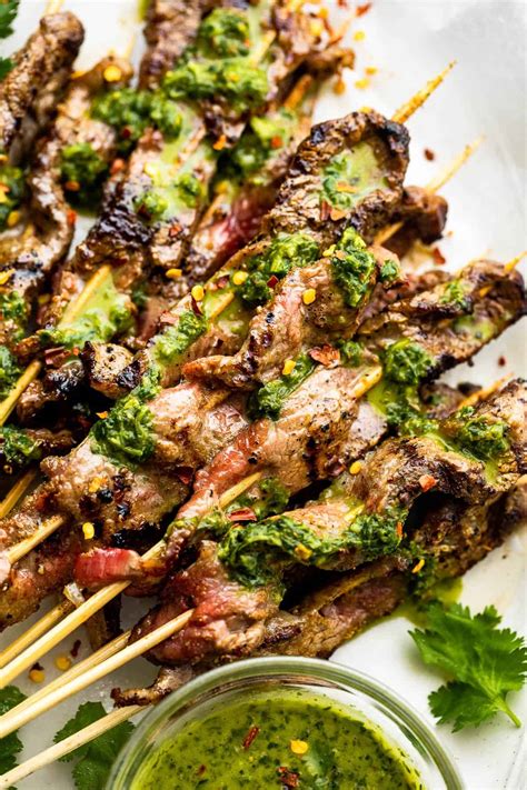 Easy Grilled Beef Kebab Recipe With Chimichurri Makefoodme