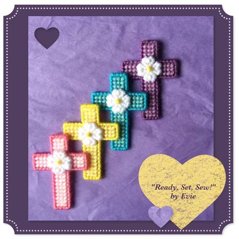 Plastic Canvas Easter Crosses Magnets Set Of 4 Etsy Plastic Canvas