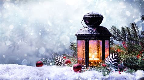 Pictures Christmas Lantern Winter Nature Snow Balls 3840x2160