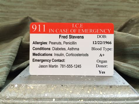 911 Iceemergency Medical Card 911 Cardin Case Of Emergency