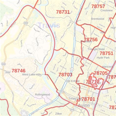 Travis County Zip Code Map