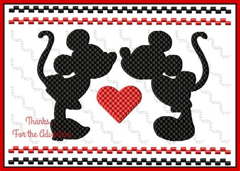 Mickey Mouse Loves Minnie Mouse Heart Valentines Day Faux Etsy