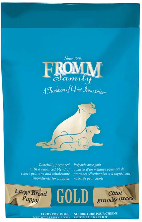 Table of contents fromm gold reduced activity and senior (m) fromm large breed puppy gold (g) macro breakdown: Fromm Gold Large Breed Puppy 33lb Bag