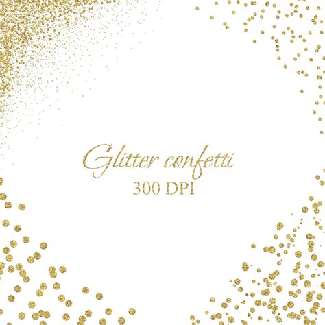 Glitter Confetti Digital Border Gold Foil Confetti Digital Download