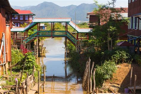 Floating Villages Of Inle Lake Myanmar Editorial Image Image Of
