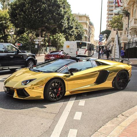 Lamborghini Aventador Roadster Wrapped In Gold Chrome Photo Taken By